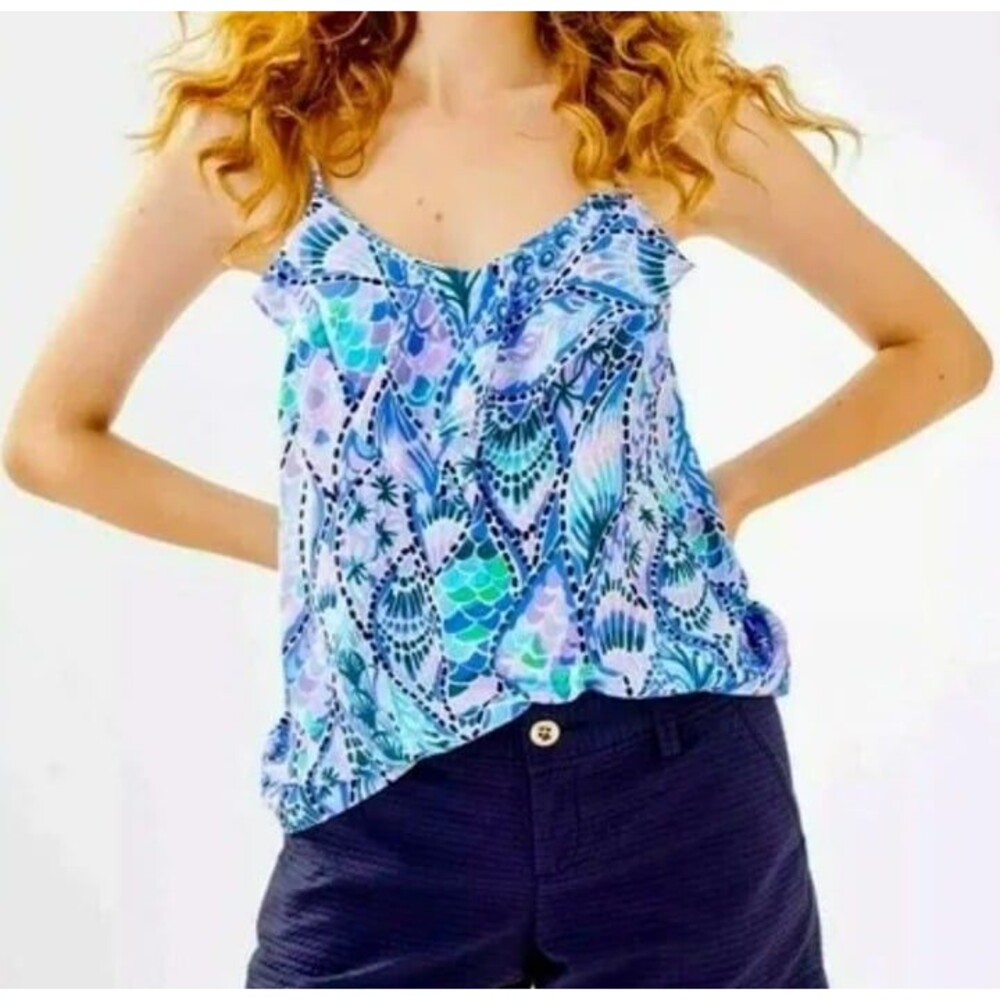 Lilly Pulitzer Karmen Cami Camisole Tank Coastal Blue Tails XS